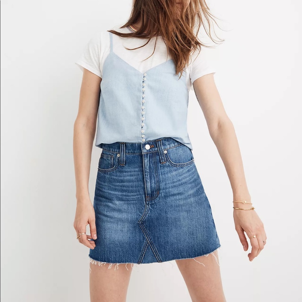 Madewell Rigid Denim A-Line Mini Skirt in Lakeline Wash